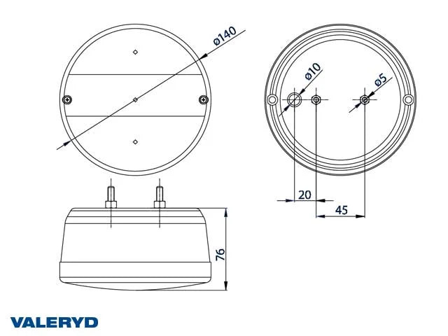 Baklampa Valeryd Ø140x76 Vänster
